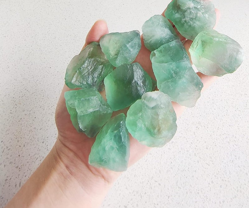 Luckeeper 2 lb Rough Crystals Bulk Raw Green Fluorite Healing Stones for Tumbling, Wire Wrapping, Wicca Reiki,Meditation and Home Decor - Image 1